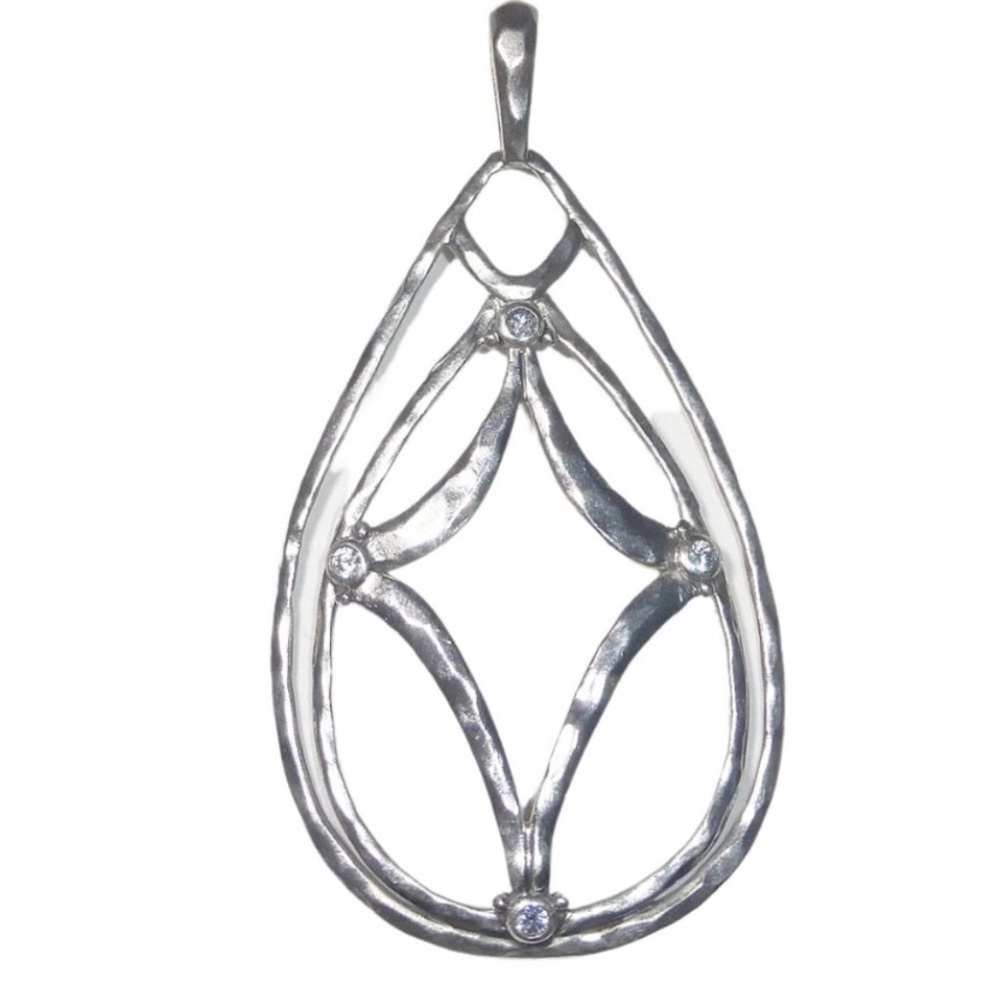 Silpada S2356 Sterling Silver CZ Starbright Pendant Large Teardrop .925